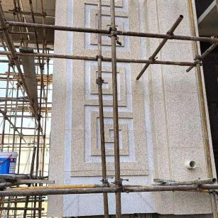 大同 黄金麻花岗岩别墅外墙干挂回纹造型效果