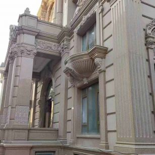 大同 黄金麻花岗岩光面别墅外墙干挂施工完成