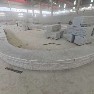 大同 芝麻白异形坐凳，自然面光面弧形加工