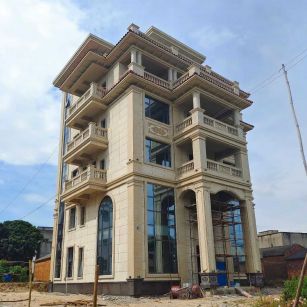 大同 黄金麻花岗岩石材别墅外墙干挂搭配（雕花栏杆花瓶柱门楼罗马柱）