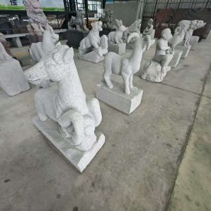 大同 芝麻白花岗岩造型立体雕刻——十二生肖