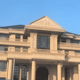 大同黄金麻别墅外墙干挂石材效果示例