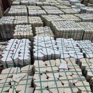 大同 黄金麻白麻花岗岩荔枝面地铺石(冰裂纹)