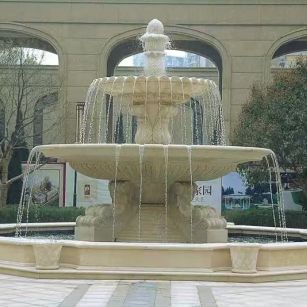 大同 黄金麻花岗岩异型加工——户外庭院石雕流水喷泉