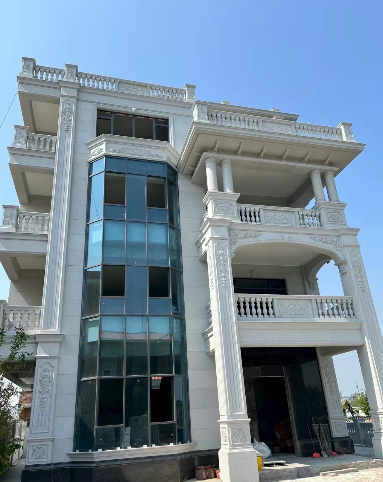 大同 白麻花岗岩别墅外墙干挂效果展示