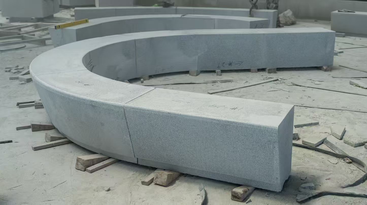 大同 芝麻白花岗岩光面弧形坐凳