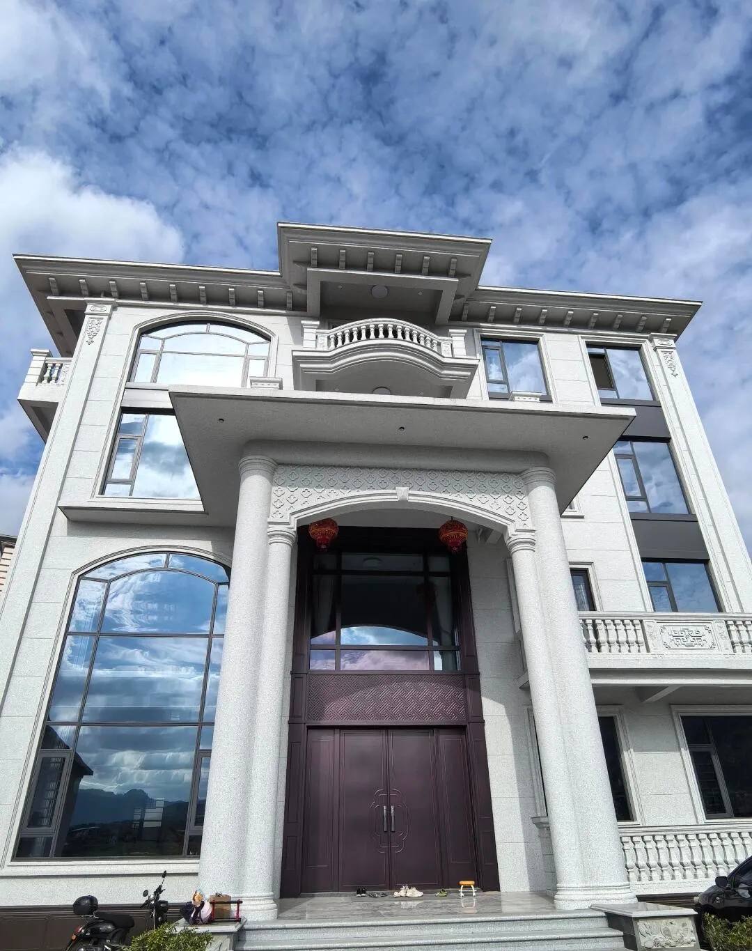 大同白麻别墅外墙干挂石材效果示例