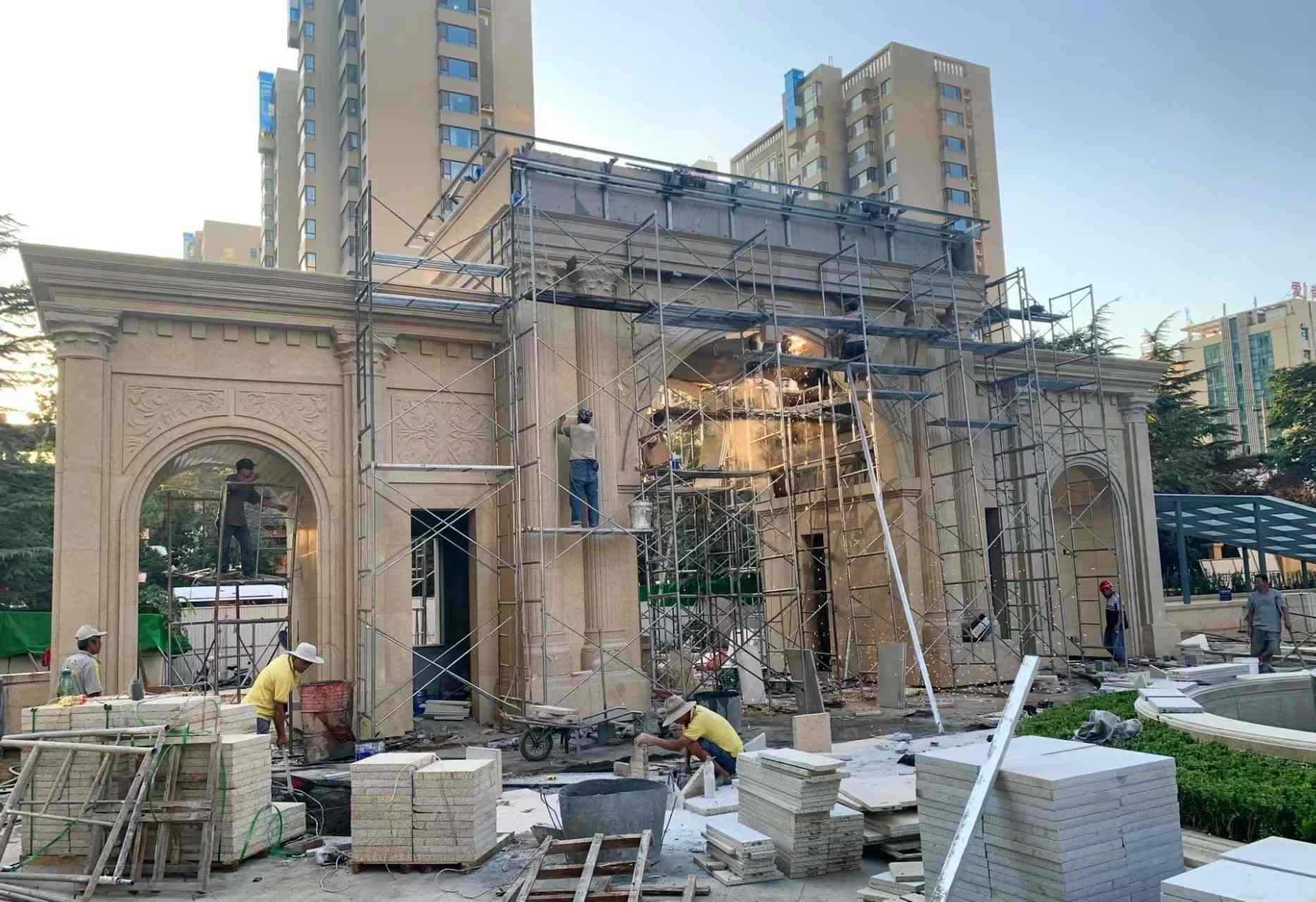 大同 黄金麻荔枝面花岗岩小区门楼外墙干挂